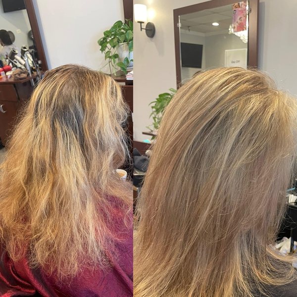 Blonde refresh before and after