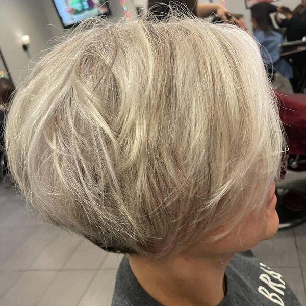 Short textured haircut result