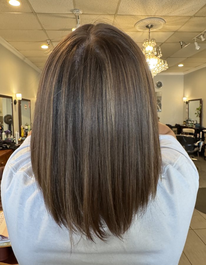 Smooth, glossy finish after a keratin or deep-conditioning treatment