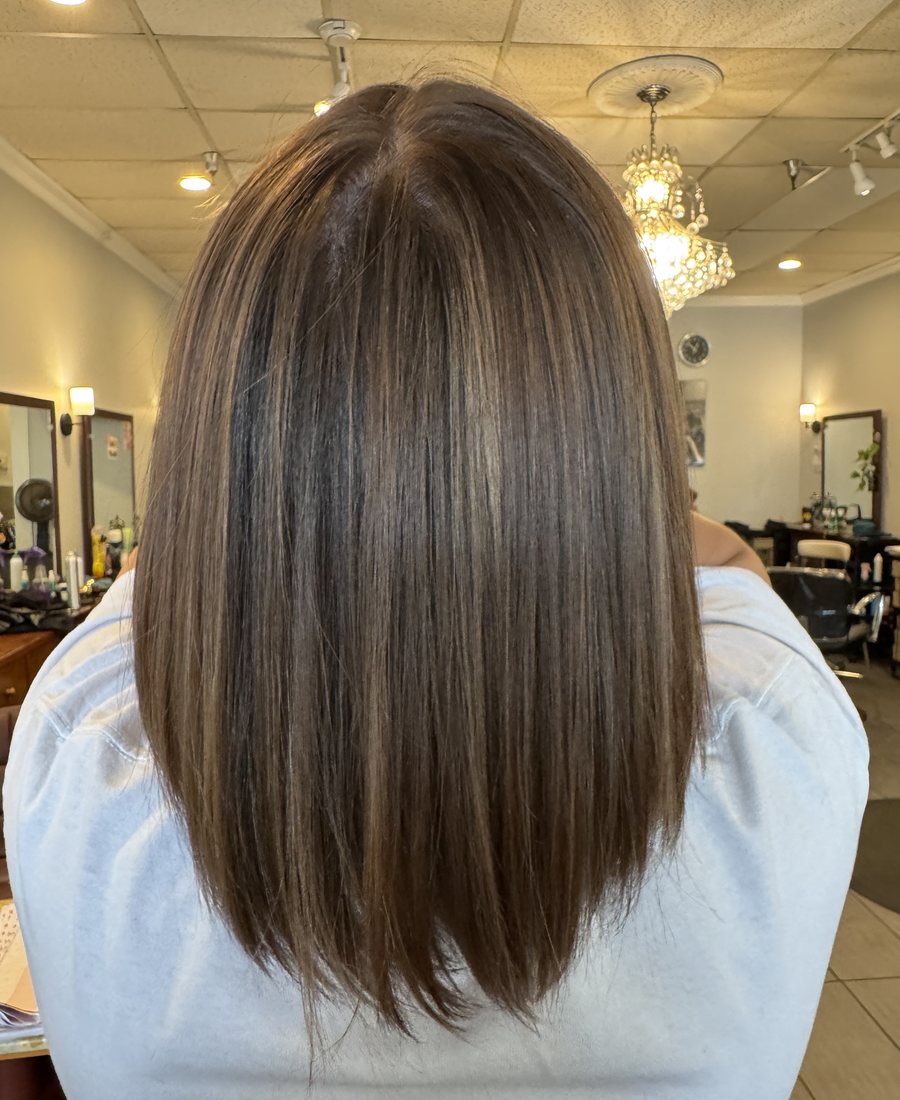 Smooth finished hair after keratin and treatment services